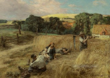  descanso Arte - Un descanso de la cosecha escenas rurales campesino León Agustín Lhermitte